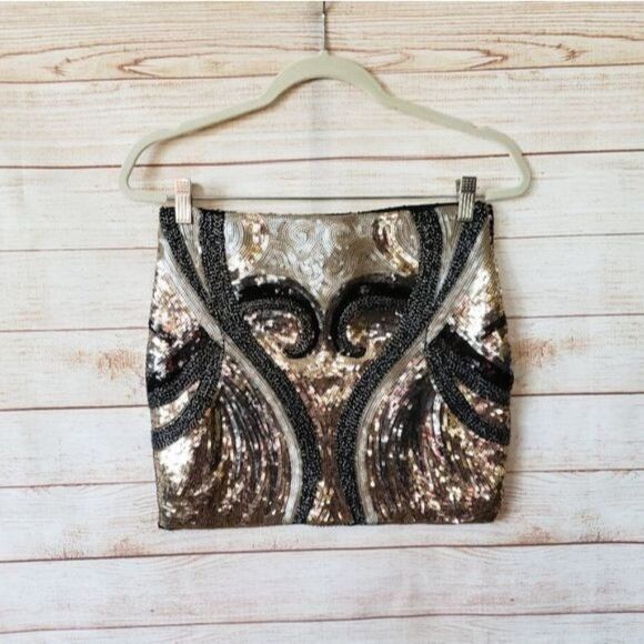 Endless Rose Sequined Stretchy Mini Skirt Gold Size Small Glitter Sparkle Party - Picture 3 of 11